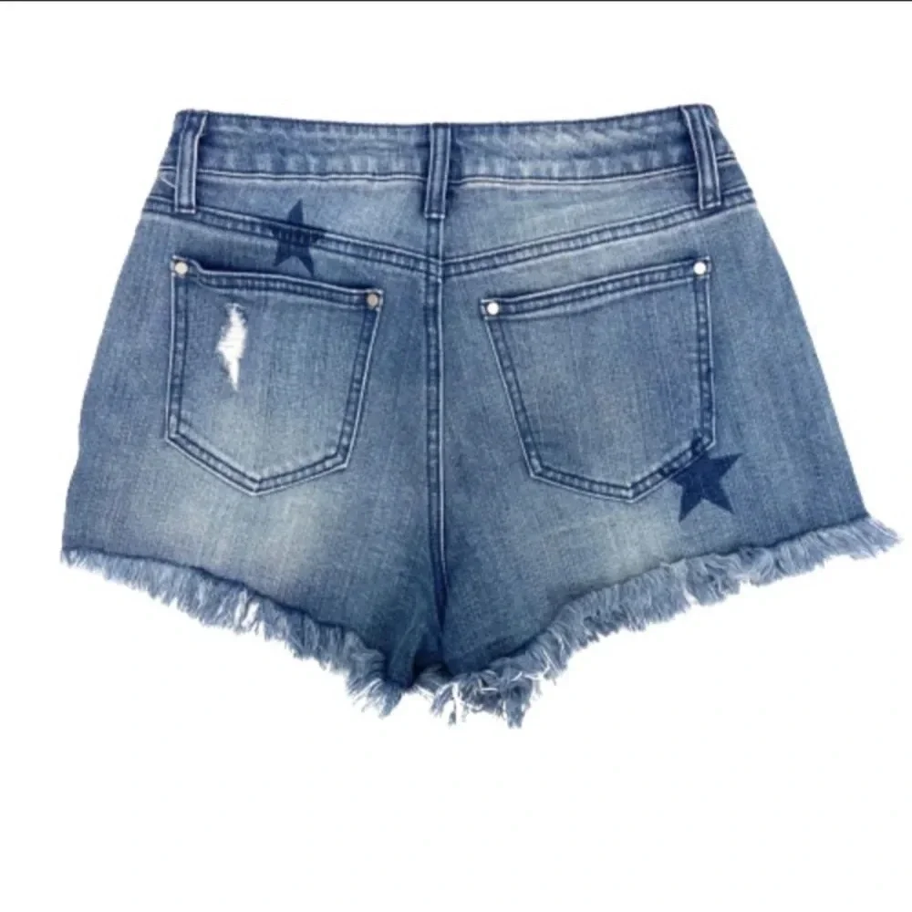 Lord & Taylor Desing Lab High waisted Frayed hem Denim Jean Shorts Beach Size 26